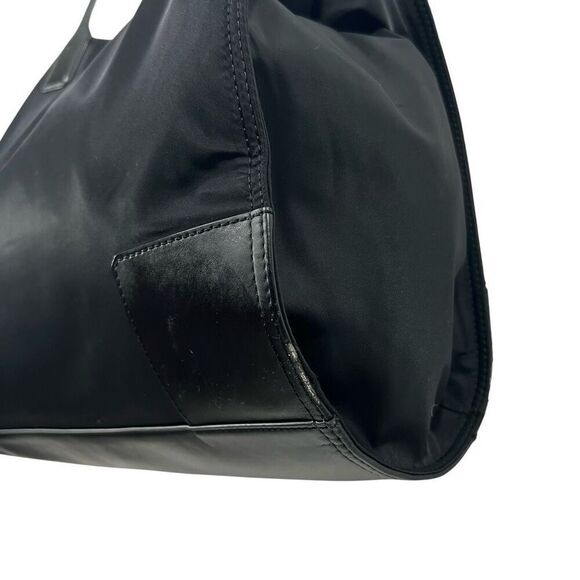 Tory Burch Women's Black Ella Nylon Patent Leather Trim Tote Bag Handbag Logo - Picture 8 of 12